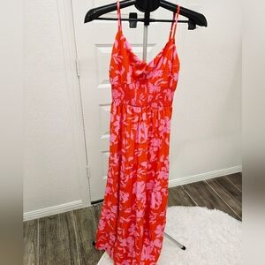 Floral Red and Pink Maxi Dress